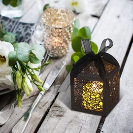 DOYIDE 100pcs Laser Cut Favor boxes, Wedding Favors Candy Boxes with Ribbons and Tags, Small Gift Boxes for Wedding,Party,Baby Shower,Bridal Shower (100-2x2x2.76", Black)