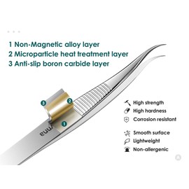 Annalynna Super Sharp Pointed Tweezers, Precision Fine Point Tip Ingrown Hair Removal Tool, Professional Facial Blackhead Tweezers, Pimple Popper, Penguin Curve Design, Non-Magnetic