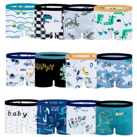 JackLoveBriefs Boys Cotton Boxer Briefs Dinosaur Polar Bear Toddler Kids Underwear 12 Pack, 9-11 Years, White, Size: XXL