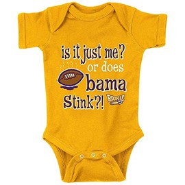 Smack Apparel Louisiana State Football Fans. is It Just Me or Does Bama Stink? Gold Onesie (NB-18M) (Onesie, 12M)