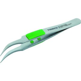 TRUSCO TSP-215 Stainless Steel Tweezers with Rubber Grip 4.5 inches (115 mm) Tapered Eagle Type