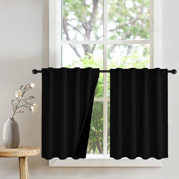 PONY DANCE 100% Short Blackout Cafe Curtains 24 inch Length,