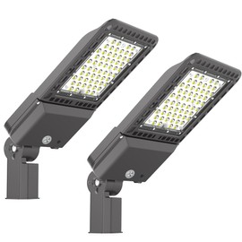 2 Pack 200W LED Parking Lot Lights Outdoor with Dusk to Dawn Slip Fitter, 39000LM 5000K Led Flood Lights, IP65 Waterproof Commercial Shoebox Pole Mount Lights for Street Sports Driveway, ETL Listed