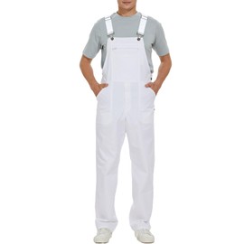 WORK IDEA Men's Bib Overalls,Men's Overalls Workwear Lightweight with Adjustable Straps and Pockets, White, XXXXL