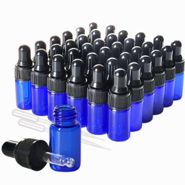 36 Pack Mini Glass Dropper Bottle 3ml Blue Glass Dropper Bottles,for Essential Oil Perfume Cosmetic Liquid Traveling Sample Containers﻿(Blue, 3ml)
