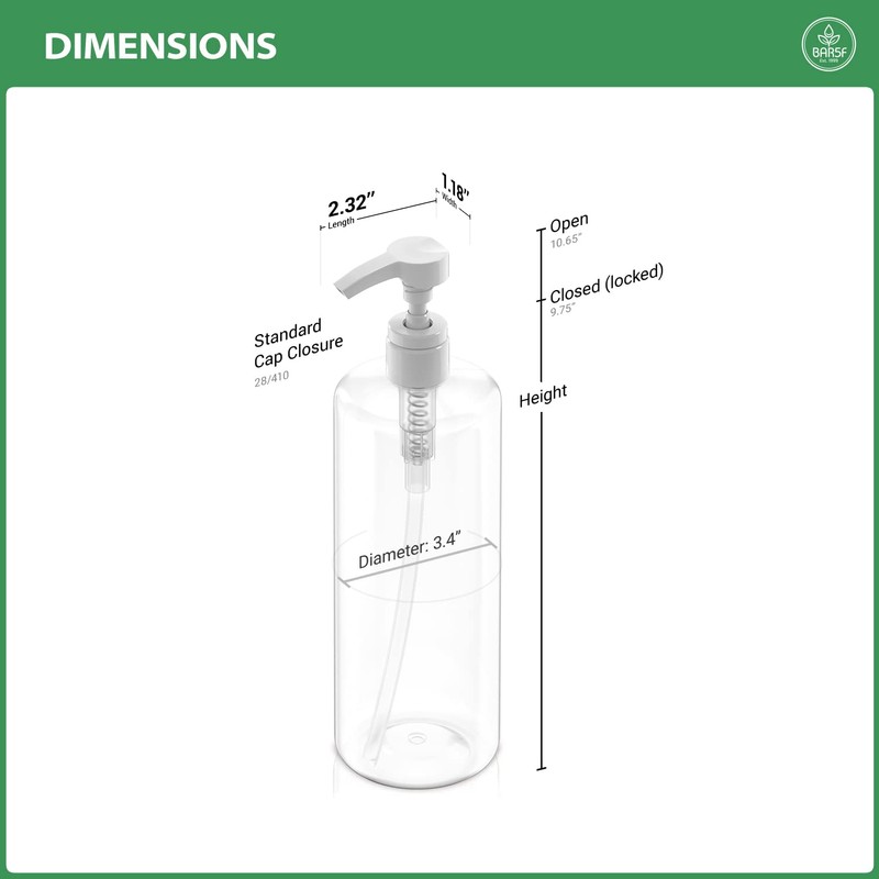Bar5F Pump Bottle 32-Ounce 1-Liter Empty for Shampoo Conditioner Body