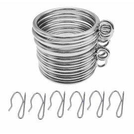 20PCS 45MM Silver Metal Curtain Ring with Eyelet and 20pcs Metal Drapery Pin Hooks for Pencil Pleat Curtain