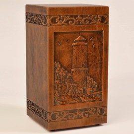 KIMNAG Wooden Cremation Urn for Human Wood Ashes Decorative Box Funeral Urns for Adult Male Female with Satin Bag Burial or Memorial Keepsake (Lighthouse (XL) 250lbs)