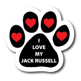 Magnet Me Up I Love My Jack Russell Pawprint Magnet Decal, 5 Inch, Heavy Duty Automotive Magnet for Car Truck SUV