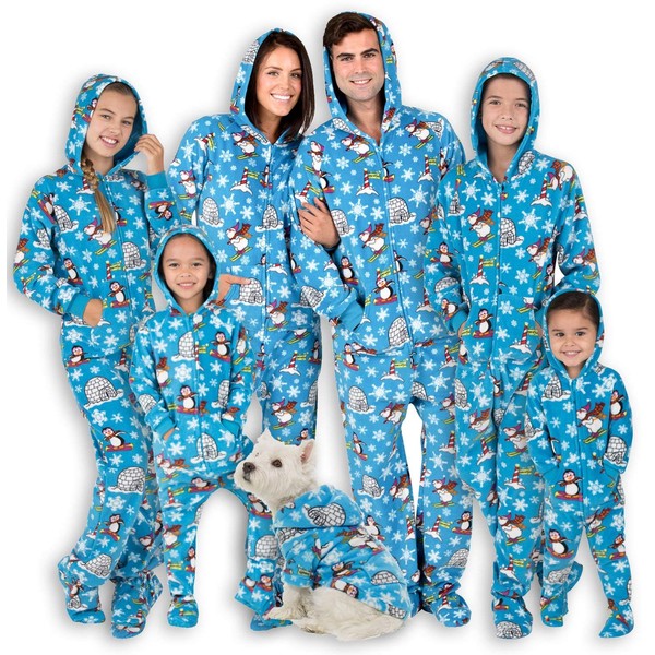 Footed Pajamas - Family Matching Polar Hoodie Onesies for Boys, Girls, Men, Women and Pets - Adult - Small (Fits 5'5 - 5'7")