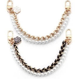 Purse Extender Chain Bag Charms 2 count Imitation  Short Handle Replacement Bag Chain Strap for Handbags Decoration(10.4") - Color: Black and White, Size: 10.4 inches