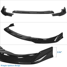 Rolling Gears Front Lip Spoiler Compatible with 2019-2024 Toyota RAV4 LE XLE Front Bumper Spoiler, Carbon Fiber Look 3-Piece Front Spoiler Exterior Body Kit