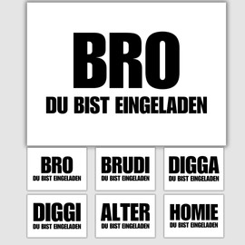 celebr8te 12 x Casual Birthday Invitations – BRO du bist eingeladen! Invitation Cards for Children's Birthday Boys – Teenager Party Invitation Cards Big Mix Pack