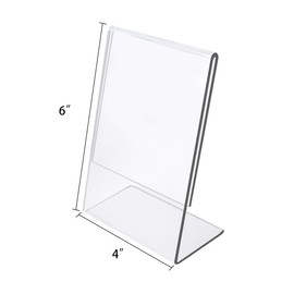 NIUBEE 6Pack Slant Back Acrylic Sign Holder 4x6 inches, Clear Vertical Picture Frames, Desktop Flyer Holder Document Holder Paper Display Stand