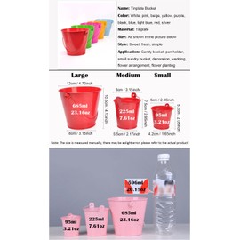 3 Pack Galvanized Buckets, Metal Bucket with Handle, Small Pail Tin Bucket for Party Favors, Farmhouse Flower Bucket, Garden Planters Decorative, Table Centerpieces, Party Supplies, 3 Sizes, Pink