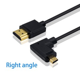 Duttek Cable micro HDMI a HDMI estándar, cable adaptador micro HDMI a HDMI, extremo delgado en ángulo recto Micro HDMI macho a HDMI macho para 1080P, 4K, UltraHD, 3D, Ethernet (15 cm)