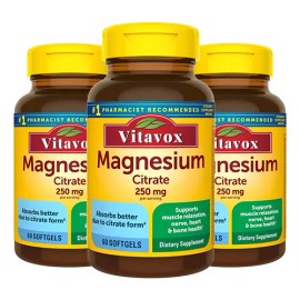 3pc Natura Made Magnesium Citrate 250mg Magnesio 60 Softgels