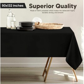 Utopia Kitchen Rectangle Table Cloth 2 Pack [90x132 Inches, Black] Tablecloth Machine Washable Fabric Polyester Table Cover for Dining, Buffet Parties, Picnic, Events, Weddings and Restaurants
