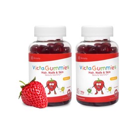 Dr. T VictaGummies Women Hair, Nails & Skin Bundle - 180 gr - Strawberry Flavor - Pectin Gummies - Promotes Nail Strength, Hair Thickness, and Skin Elasticity - Health & Beauty - 120 Count (Pack of 2)