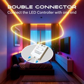 CHARKEE LED Strip Lights 110ft, Music Sync RGB LED Strip Lights for Bedroom/Gaming/Wall Decoration, Color Changing Bluetooth Led Lights IR Remote& APP Control, DIY(Dual-Side Power)