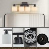Milk Glass Bathroom Vanity Light Over Mirror, 4 Light Matte