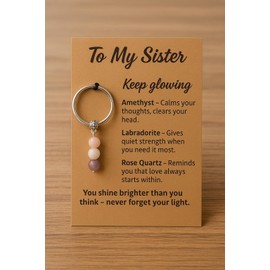 YACO STORE Sister Gifts From Sister Birthday Gifts, Stone Keychain with Meaningful Message Card for Her Women