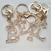 Gold Metal Initial Letter Keyring with Rhinestone Crystals - A-Z
