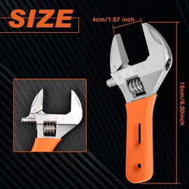 SPEEDWOX モンキーレンチ モーターレンチ 水栓スパナ ショートワイドモンキー アジャスタブル シートタイプ ミニサイズ 最大口幅40mm 調整可能 目盛付き 軽量 パイプ 水栓 水道 配管 修理作業 自動車 給水装置 空調設備 建築金具 メンテナンス