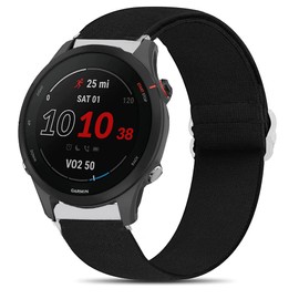 Compatible for Garmin Forerunner 255 Band, Stretch Elastics Nylon Adjustable Replacement Strap Accessories Compatible for Garmin 255 46mm / 255S 41mm Smartwatch (46mm case Forerunner 255, Black)