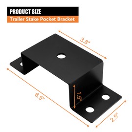 SALUINOKI 16Pack Steel Trailer Stake Pockets for 2x4 Wood, Utility Trailer Pocket Stakes Heavy Duty for Lumber Black