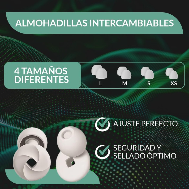 ORIGINALSAT Earplugs, Earplugs with Noise Reduction of 33 dB, Interchangeable
