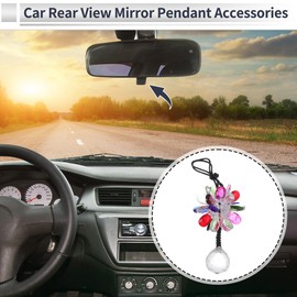 RATCHROLL 1 Pcs Artificial Crystal Flower,Ball Car Rear View Mirror Pendant Accessories Car Hanging Ornament Multicolor