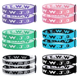 SKYFUN WWJD Bracelets Webbing What Would Jesus Do Bracelet for Men Women Adjustable Christian Woven Wristbands Bulk Religious Jewelry Accessories, 12PCS Pack