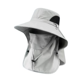 [Frenflu] ガーデニング 帽子 農園帽 取り外し可能 フェイスカバー スポーツ 日除け帽子 メンズ レディース UVカット 折りたたみ可能 紫外線対策 釣り 登山 アウトドア スポーツ 農作業 園芸 (JP, 数字サイズ, 56.0 cm, ライトグレー)