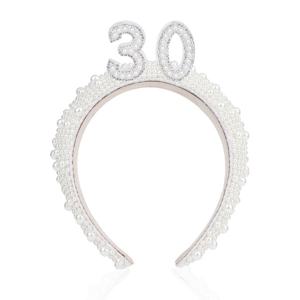 ANBALA 30 Pearl Headband 30th Birthday Gifts Happy 30th Birthday