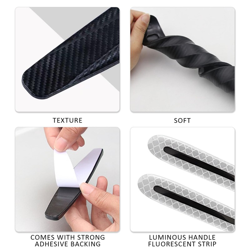 4 Car Door Side Protectors, 4 Car Handle Anti-Collision Strips,