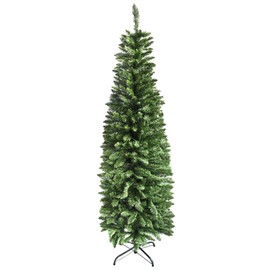 Mupera 6FT Pencil Christmas Tree - New Artificial Christmas Tree with 450 Realistic Branches, Steel Base Auto Open, Green Xmas Tree for Home Office Party Decoration