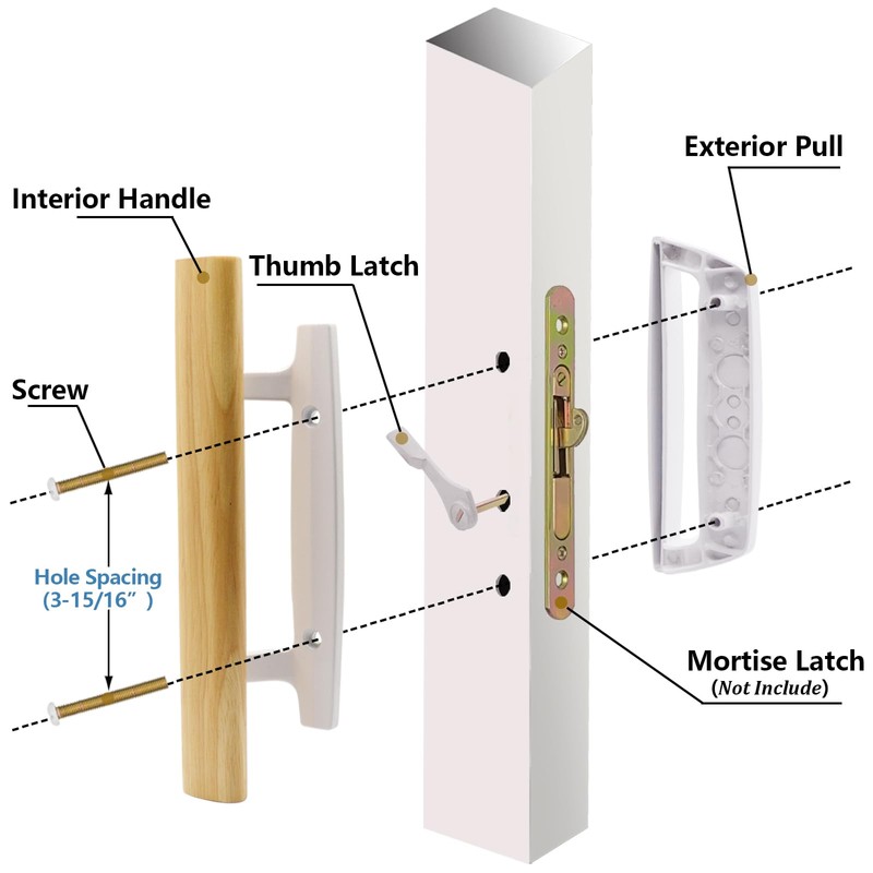 TPard Sliding Glass Patio Door Handle Replacement Set with Oak