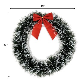 6 Christmas Wreath for Front Door with Red Bow 13" Winter Decoration Wall Decor Hanging Wreaths Kitchen Decorations Artificial Home Decor Holiday Indoor Window
