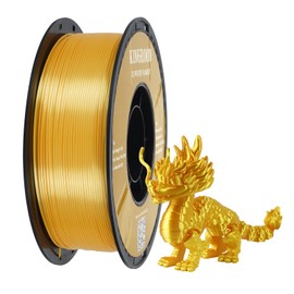 Kingroon Kingroon Silk PLA 3D Printer Filament, Dimensional Accuracy +/- 0.03 mm, 1 kg Spool(2.2lbs), PLA Shiny Filament 1.75 mm (Gold)