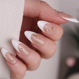PrettyDiva Star Nail Stickers - 3D Glitter Shiny Gold Cross Star Nail Stickers, Four-Pointed Star Self-Adhesive Nail Art Stickers Decals with Rhinestone DIY Nail Decals