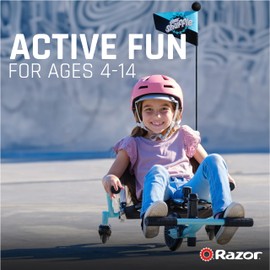 Crazy Cart Shuffle by Razor – Kid-Powered Drifting Go-Kart for Ages 4+, Crazy Cart Drift Bar Technology, Adjustable Frame with 5 Length Settings