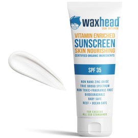 Waxhead Non-Nano Zinc Oxide Sunscreen, EWG Sunscreen with Zinc Oxide for Face + Body, Mineral Natural Non-Toxic Pure Sunblock, Biodegradable Cream Lotion Sun Block, Tattoo, Eczema Vitamin D + E (4oz) | Waxhead Sun Defense Foods