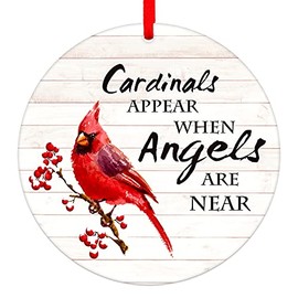 WaaHome Cardinals Appear When Angels are Near Christmas Ornaments 3'' Red Cardinal Christmas Ornaments, in Memory of Loved One Christmas Tree Ornaments Tree Decorations