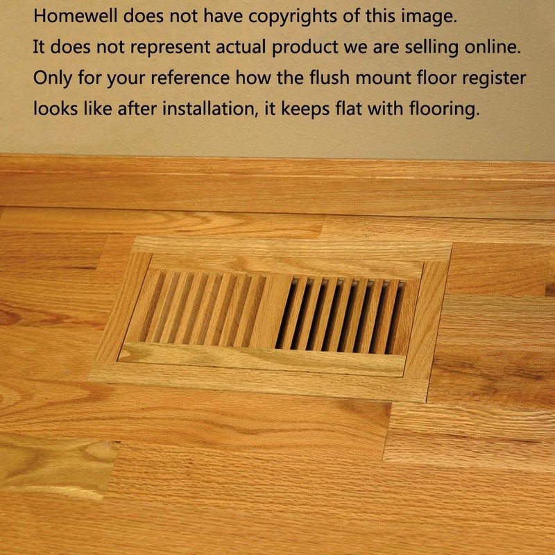 Homewell White Oak Wood Floor Register, Flush Mount Vent with