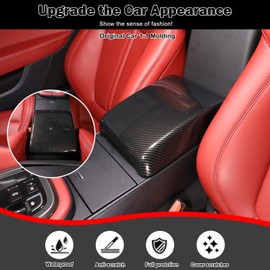 Car Armrest Cushion forJaguar F-Type 2013-2025+ ABS Carbon Fibre Auto Center Console Pad Trim, Waterproof Armrest Box,Car Armrest Seat Box Cover Protector Accessories (Carbon Fibre Pattern)