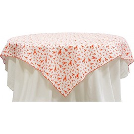 Lobster 54" INCH White Square Table Topper: Red Crawfish Pattern