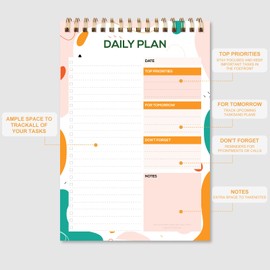 Strinify To Do List Notepad with Pocket Notebook, Undated Daily Planner 52 Sheets/Pad Tear Off Memo Pads for Home, College, Work or School Checklist,Goals, Reminders, Notes