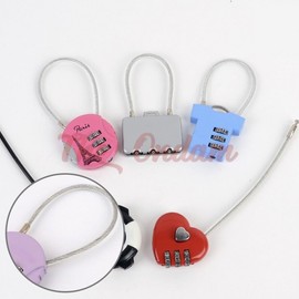 The Ondam 3-Digit Wire Combination Lock - Long Security Lock Combination Dial 28A (Heart) 2ea