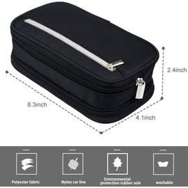Estuche para Lápices de Gran Capacidad,Estuche Grande,Bolsa para Bolígrafos,Organizador de Artículos de Oficina,Estuche para Lápices con 3 Capas Desmontables Múltiples Bolsillos con Cremallera(Negro)
